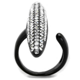 LO3510 - IP Black(Ion Plating) Stainless Steel Ring with Top Grade Crystal in Clear - Alamode - Flyclothing LLC