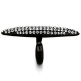 LO3510 - IP Black(Ion Plating) Stainless Steel Ring with Top Grade Crystal in Clear - Alamode - Flyclothing LLC