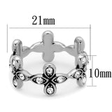 LO3519 - Rhodium Brass Ring with Top Grade Crystal in Clear - Alamode - Flyclothing LLC