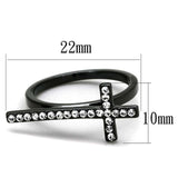 LO3522 - TIN Cobalt Black Brass Ring with Top Grade Crystal in Clear - Alamode - Flyclothing LLC