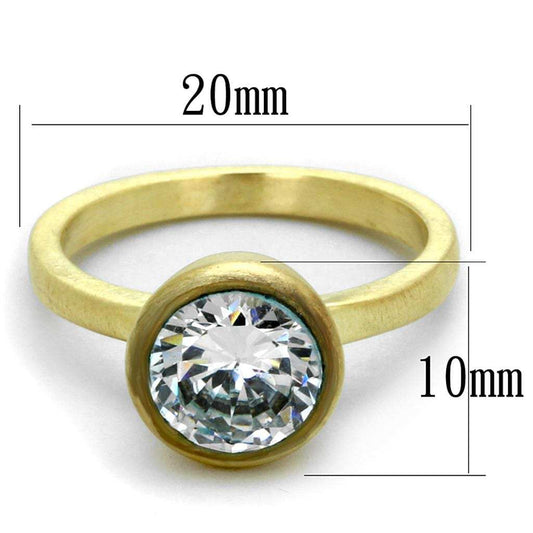 LO3538 - Gold & Brush Brass Ring with AAA Grade CZ in Clear - Alamode - Flyclothing LLC