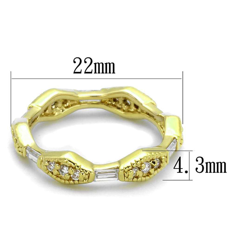 LO3552 - Gold Brass Ring with AAA Grade CZ in Clear - Alamode - Flyclothing LLC