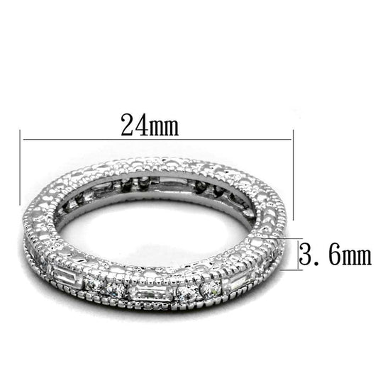 LO3558 - Rhodium Brass Ring with AAA Grade CZ in Clear - Alamode - Flyclothing LLC