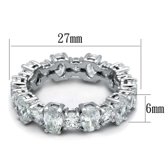 LO3561 - Rhodium Brass Ring with AAA Grade CZ in Clear - Alamode - Flyclothing LLC