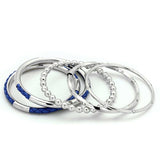 LO3570 - High polished (no plating) Stainless Steel Bangle with AAA Grade CZ in Clear - Alamode - Flyclothing LLC