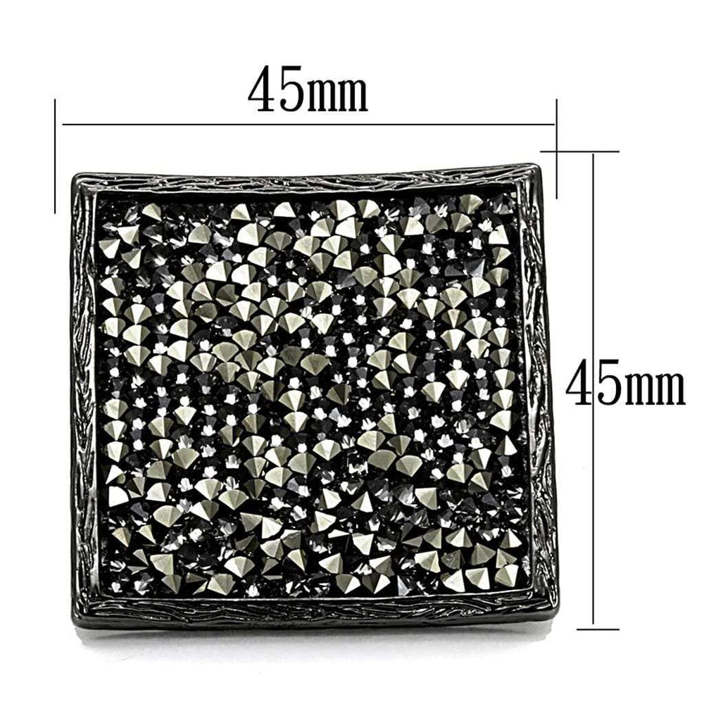 LO3589 - TIN Cobalt Black Brass Ring with Top Grade Crystal in Light Gray - Alamode - Flyclothing LLC