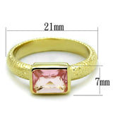 LO3638 - Gold Brass Ring with Synthetic Synthetic Glass in Rose - Alamode - Flyclothing LLC