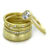 LO3645 - Gold & Brush Brass Ring with AAA Grade CZ in Clear - Alamode - Flyclothing LLC
