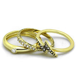 LO3651 - Gold Brass Ring with Top Grade Crystal in Clear - Alamode - Flyclothing LLC