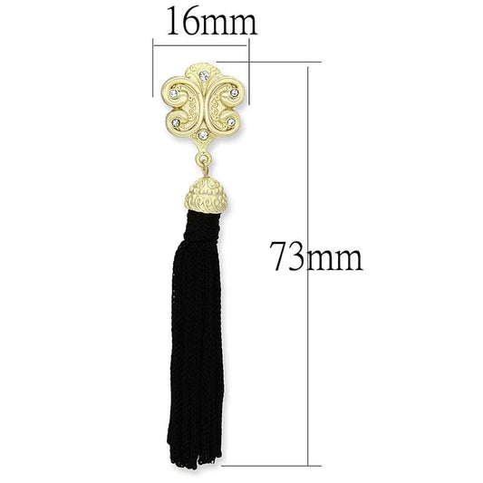 LO3677 - Gold & Brush Brass Earrings with Top Grade Crystal in Clear - Alamode - Flyclothing LLC