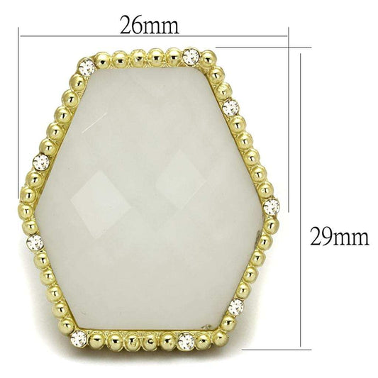 LO3691 - Gold & Brush Brass Ring with Synthetic Synthetic Stone in Clear - Alamode - Flyclothing LLC