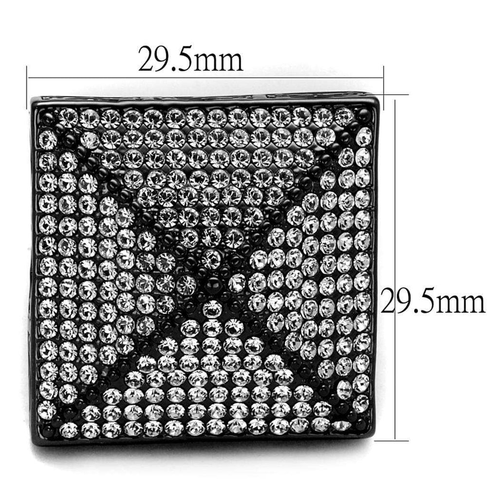 LO3696 - TIN Cobalt Black Brass Ring with Top Grade Crystal in Clear - Alamode - Flyclothing LLC