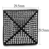 LO3696 - TIN Cobalt Black Brass Ring with Top Grade Crystal in Clear - Alamode - Flyclothing LLC