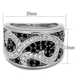 LO3739 - Rhodium + Ruthenium Brass Ring with AAA Grade CZ in Black Diamond - Alamode - Flyclothing LLC