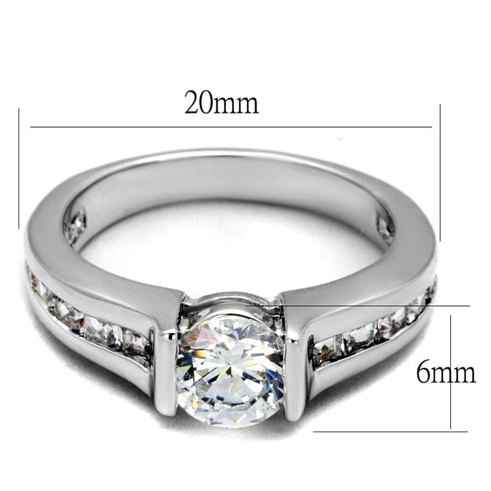 LO3744 - Rhodium Brass Ring with AAA Grade CZ in Clear - Alamode - Flyclothing LLC