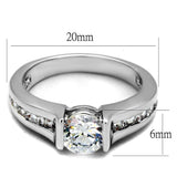 LO3744 - Rhodium Brass Ring with AAA Grade CZ in Clear - Alamode - Flyclothing LLC