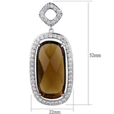 LO3753 - Rhodium Brass Earrings with Synthetic Synthetic Glass in Brown - Alamode - Flyclothing LLC