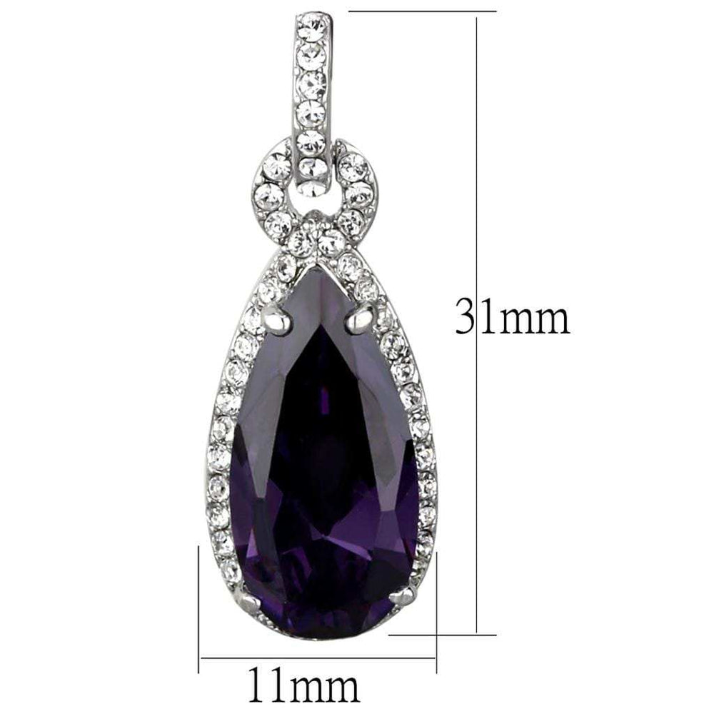 LO3756 - Rhodium Brass Earrings with AAA Grade CZ in Amethyst - Alamode - Flyclothing LLC