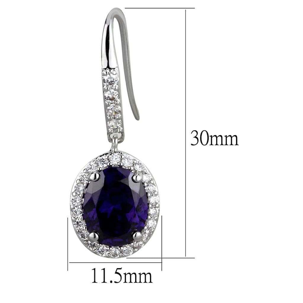 LO3771 - Rhodium Brass Earrings with AAA Grade CZ in Amethyst - Alamode - Flyclothing LLC