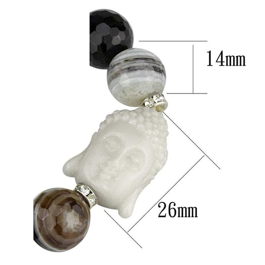 LO3778 - Rhodium Brass Bracelet with Synthetic Onyx in Multi Color - Alamode - Flyclothing LLC