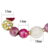 LO3782 - Gold Brass Bracelet with Synthetic Onyx in Fuchsia - Alamode - Flyclothing LLC