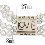 LO3820 - Antique Silver White Metal Necklace with Synthetic Glass Bead in White - Alamode - Flyclothing LLC