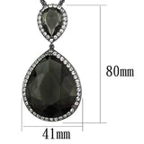 LO3847 - TIN Cobalt Black Brass Chain Pendant with Synthetic Synthetic Glass in Black Diamond - Alamode - Flyclothing LLC