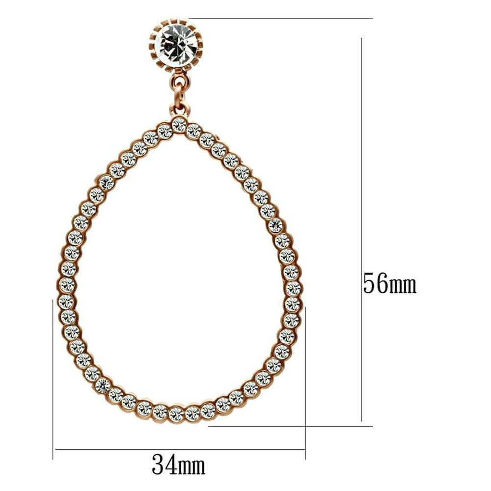LO3855 - Rose Gold Brass Earrings with Top Grade Crystal in Clear - Alamode - Flyclothing LLC