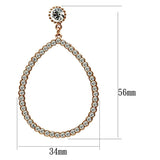 LO3855 - Rose Gold Brass Earrings with Top Grade Crystal in Clear - Alamode - Flyclothing LLC