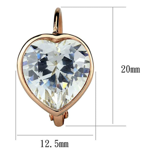 LO3872 - Rose Gold Brass Earrings with AAA Grade CZ in Clear - Alamode - Flyclothing LLC