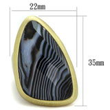 LO3882 - Antique Copper Brass Ring with Synthetic Onyx in Jet - Alamode - Flyclothing LLC