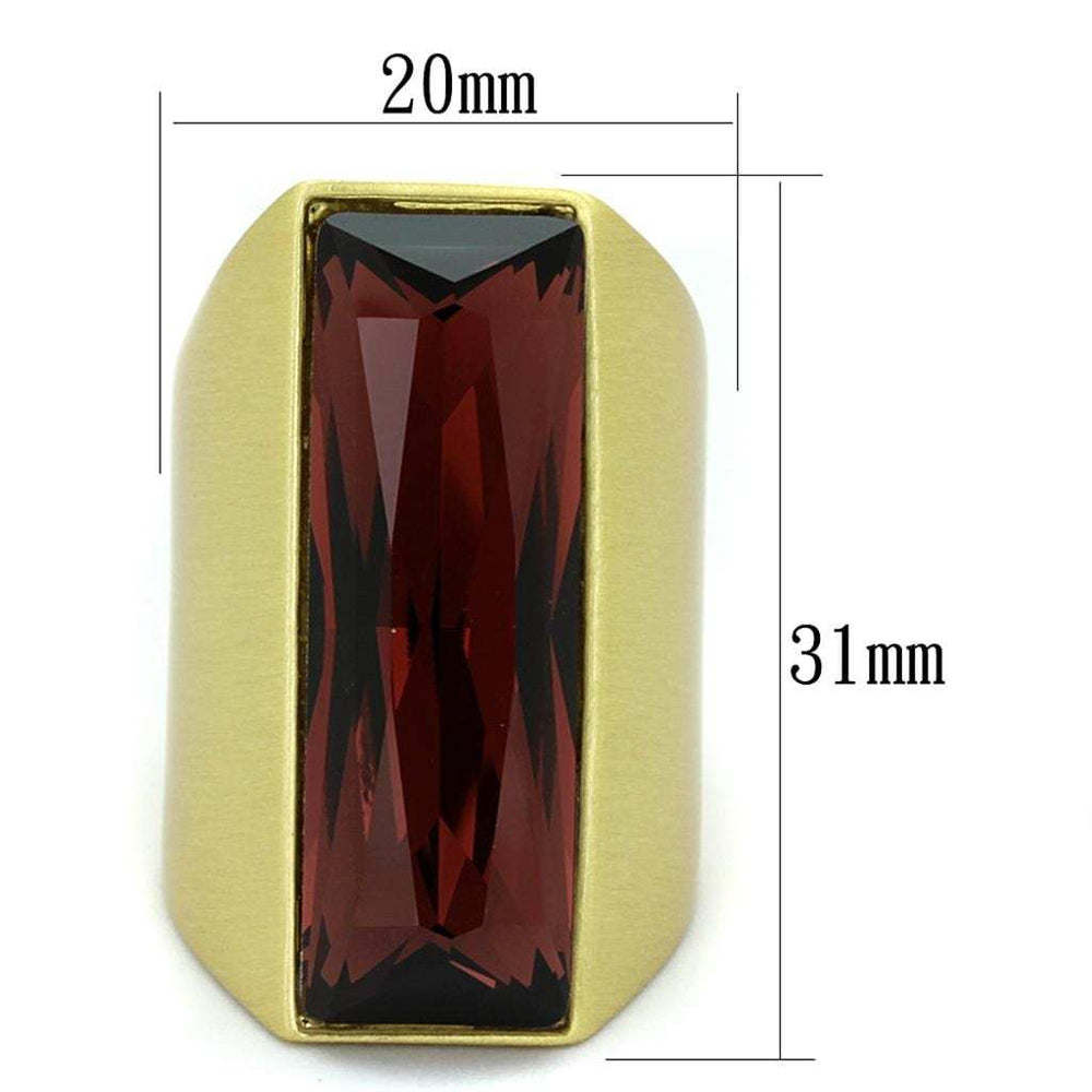 LO3899 - Gold & Brush Brass Ring with Top Grade Crystal in Siam - Alamode - Flyclothing LLC