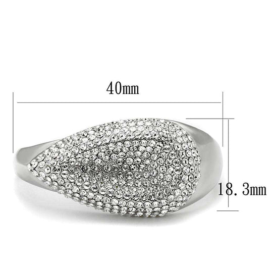 LO3913 - Rhodium Brass Ring with Top Grade Crystal in Clear - Alamode - Flyclothing LLC