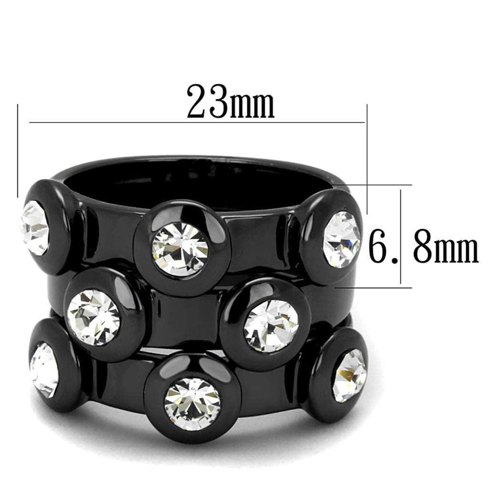 LO3916 - TIN Cobalt Black Brass Ring with Top Grade Crystal in Clear - Alamode - Flyclothing LLC