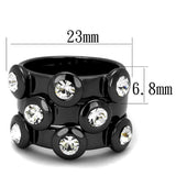 LO3916 - TIN Cobalt Black Brass Ring with Top Grade Crystal in Clear - Alamode - Flyclothing LLC