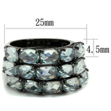 LO3929 - TIN Cobalt Black Brass Ring with Top Grade Crystal in Black Diamond - Alamode - Flyclothing LLC