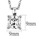 LO3931 - Rhodium Brass Chain Pendant with AAA Grade CZ in Clear - Alamode - Flyclothing LLC