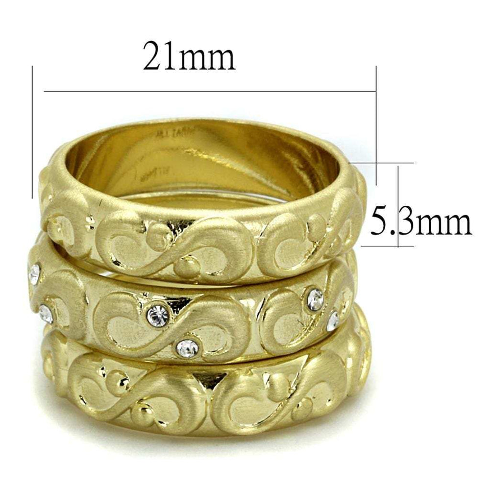 LO3946 - Gold & Brush Brass Ring with Top Grade Crystal in Clear - Alamode - Flyclothing LLC
