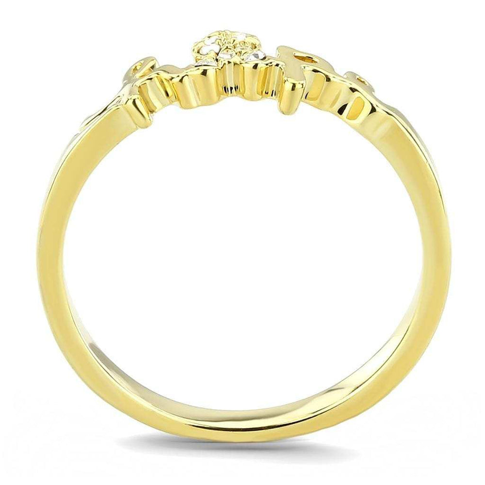LO3965 - Flash Gold Brass Ring with Top Grade Crystal in Clear - Alamode - Flyclothing LLC