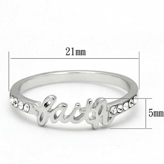 LO3968 - Rhodium Brass Ring with Top Grade Crystal in Clear - Alamode - Flyclothing LLC