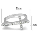 LO3976 - Rhodium Brass Ring with Top Grade Crystal in Clear - Alamode - Flyclothing LLC
