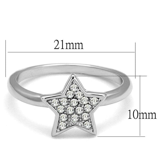 LO3980 - Rhodium Brass Ring with Top Grade Crystal in Clear - Alamode - Flyclothing LLC