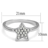 LO3980 - Rhodium Brass Ring with Top Grade Crystal in Clear - Alamode - Flyclothing LLC
