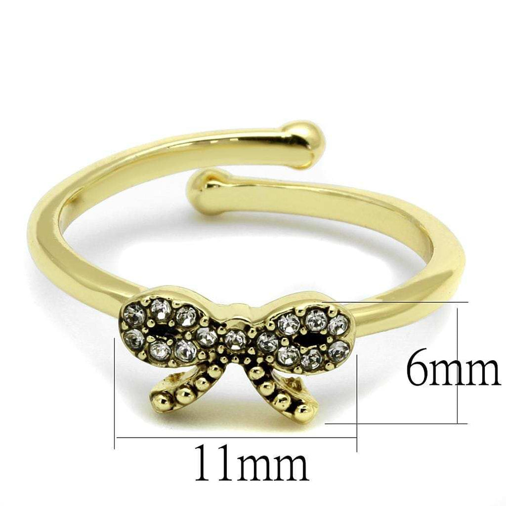 LO4042 - Flash Gold Brass Ring with Top Grade Crystal in Clear - Alamode - Flyclothing LLC