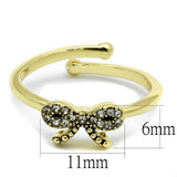 LO4042 - Flash Gold Brass Ring with Top Grade Crystal in Clear - Alamode - Flyclothing LLC
