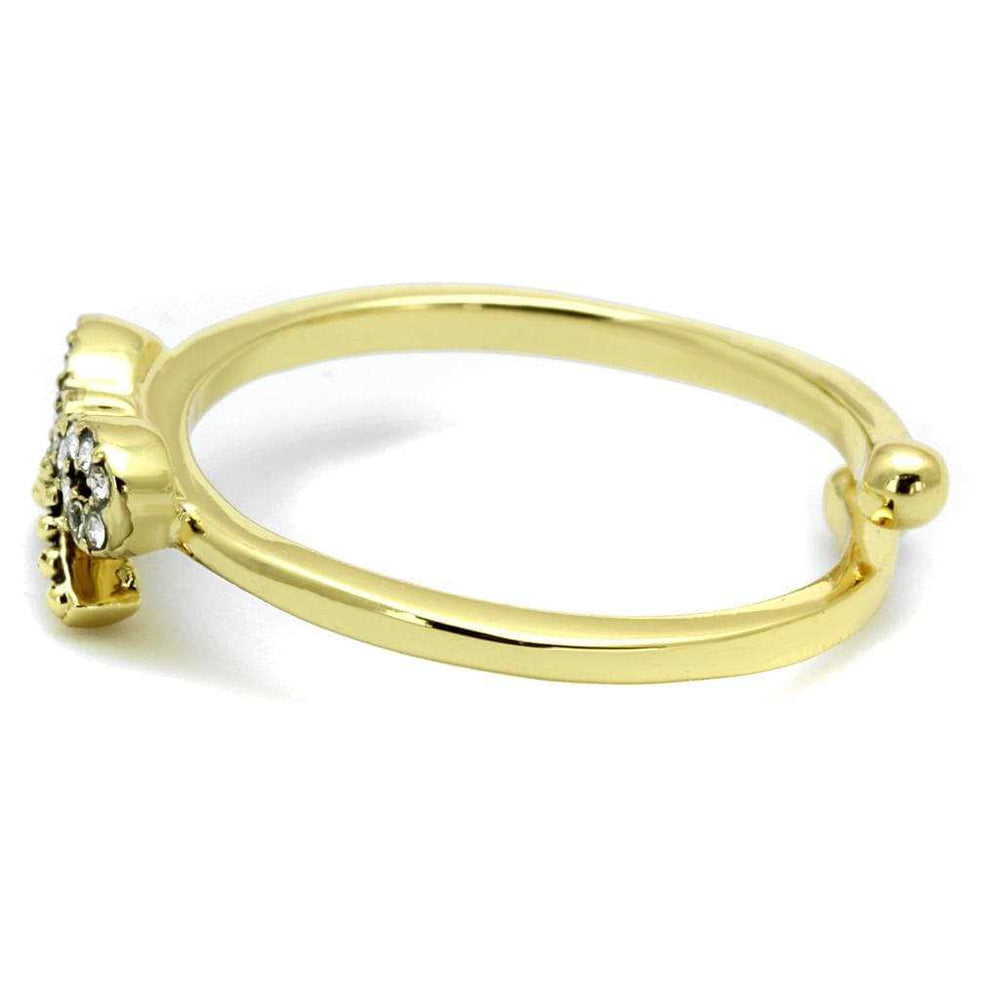 LO4042 - Flash Gold Brass Ring with Top Grade Crystal in Clear - Alamode - Flyclothing LLC
