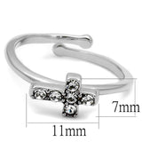 LO4043 - Rhodium Brass Ring with Top Grade Crystal in Clear - Alamode - Flyclothing LLC