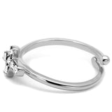 LO4043 - Rhodium Brass Ring with Top Grade Crystal in Clear - Alamode - Flyclothing LLC