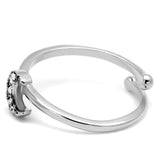 LO4045 - Rhodium Brass Ring with Top Grade Crystal in Clear - Alamode - Flyclothing LLC