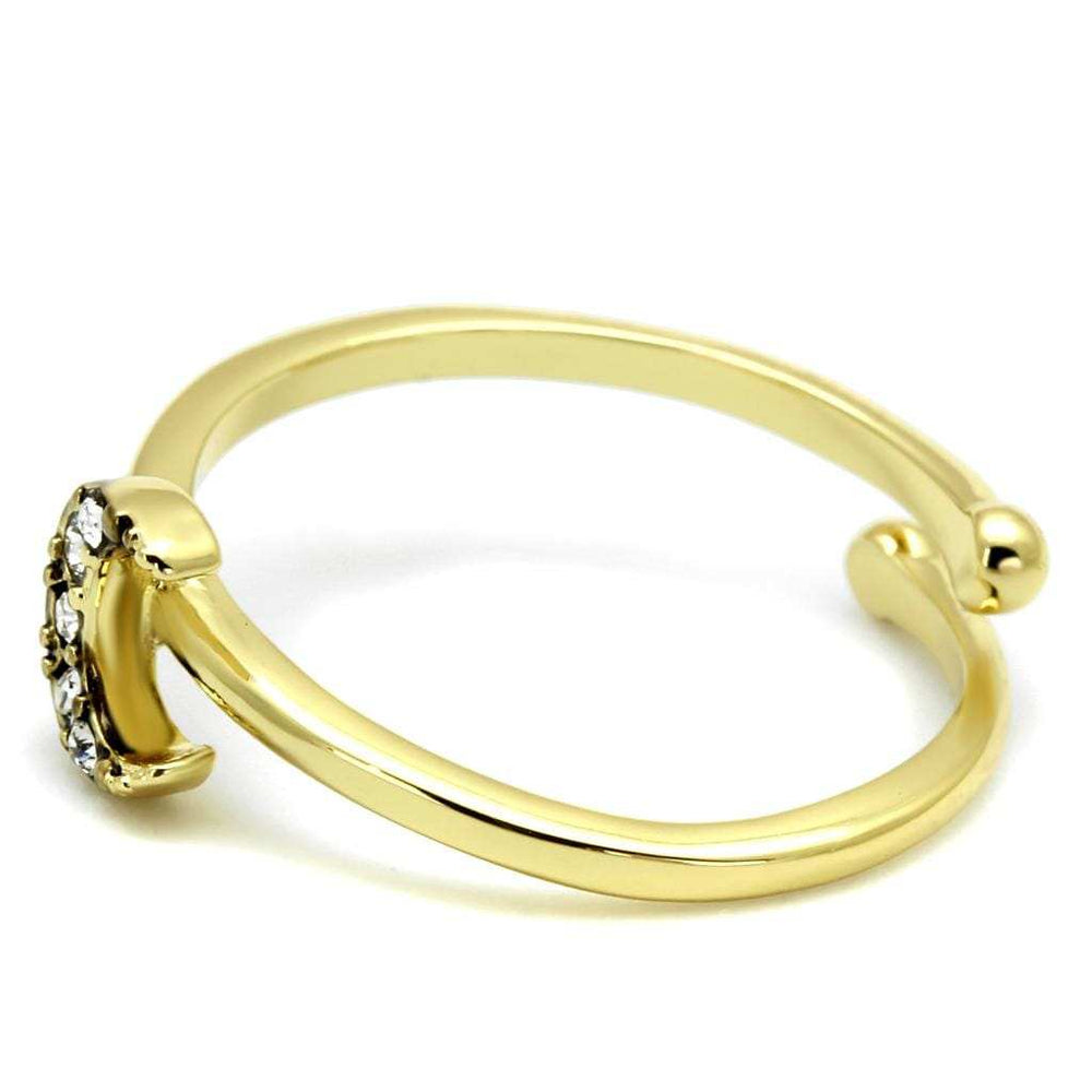 LO4046 - Flash Gold Brass Ring with Top Grade Crystal in Clear - Alamode - Flyclothing LLC